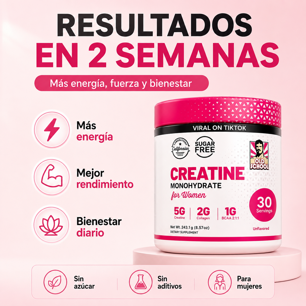 Impulso Glúteo – Creatina para Mujeres, Fuerza, Volumen y Rendimiento
