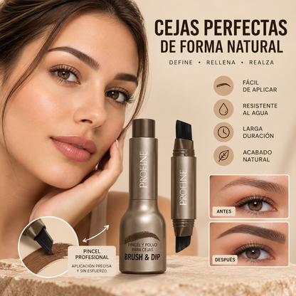 Lápiz de cejas impermeable con acabado natural.