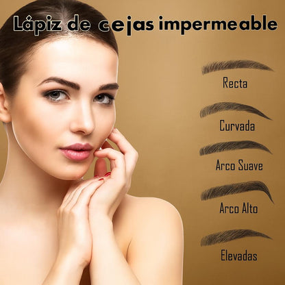 Lápiz de cejas impermeable con acabado natural.