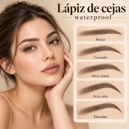 Lápiz de cejas impermeable con acabado natural.