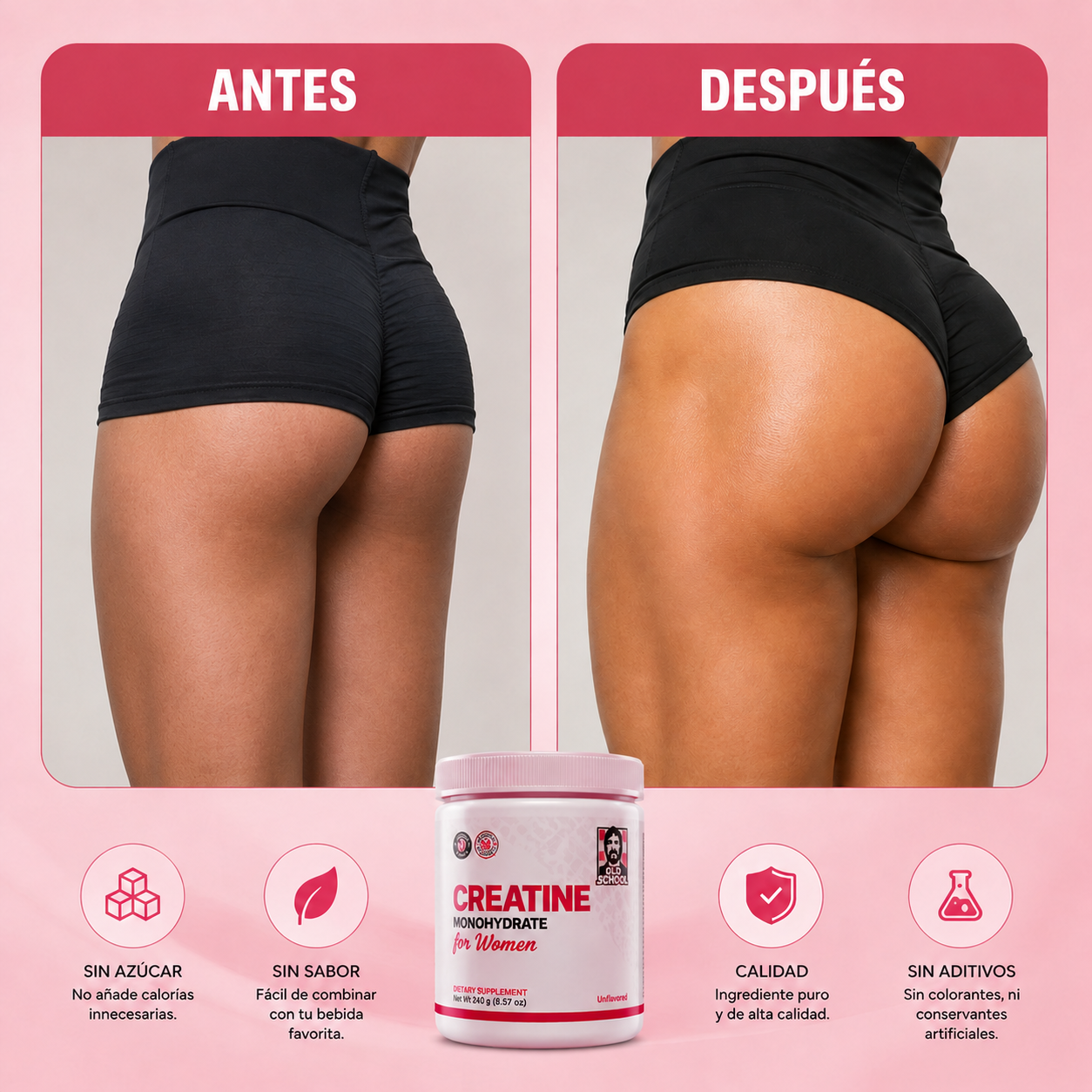 Impulso Glúteo – Creatina para Mujeres, Fuerza, Volumen y Rendimiento