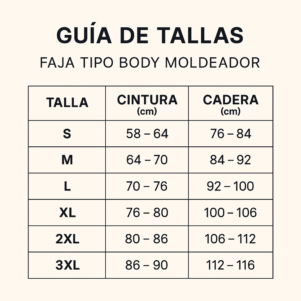 Faja tipo body moldeador