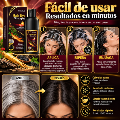 Champú Tinte Instantáneo para Cabello – Color Natural en Minutos