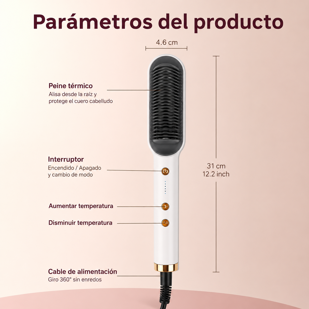 Cepillo Alisador ORYON – Liso Perfecto en 5 Minutos