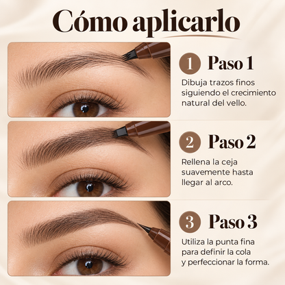 Lápiz de cejas impermeable con acabado natural.